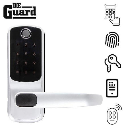 Deguard Premium Electronic Keypad Lever Lock (Satin Silver) w/Phone App and Cards DEKPL-APP